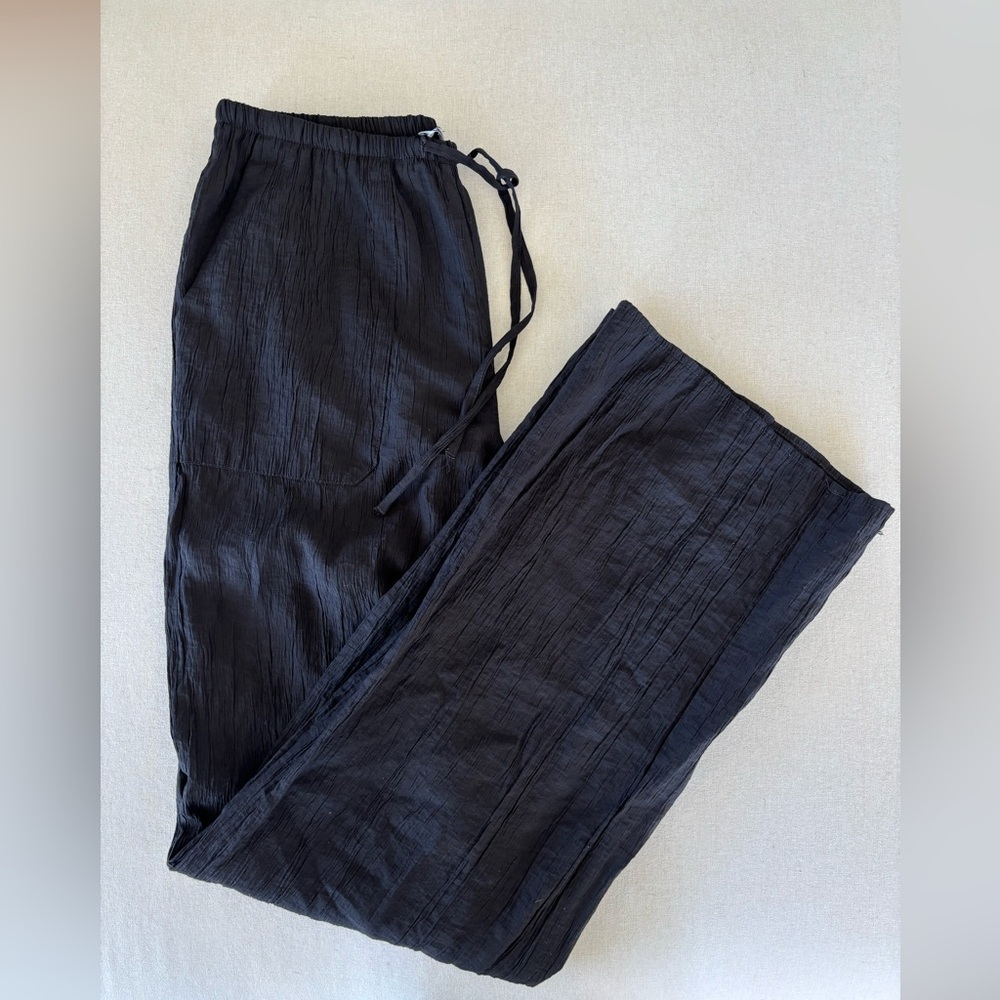 Zara wide leg pull on pants black XS NWOT